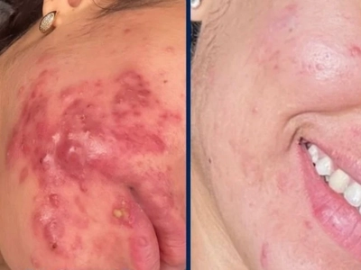 Antes e depois — resultado de aluna FOCOS