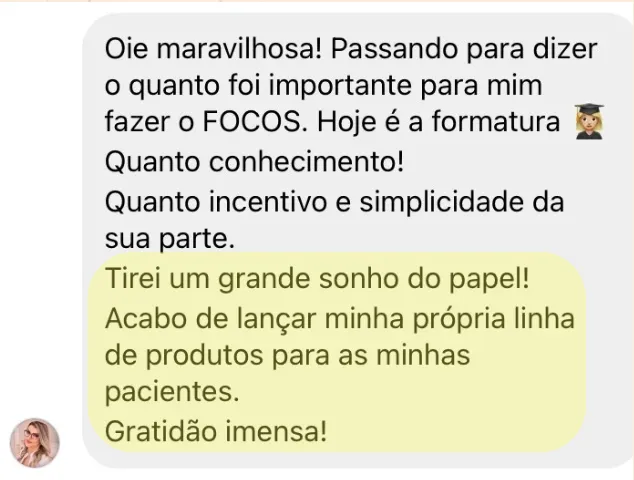 Depoimento de aluna FOCOS